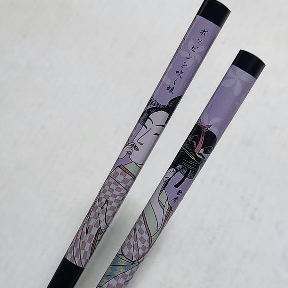 Other - Elegant Purple Chopsticks with Geisha Design